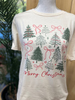 Load image into Gallery viewer, Merry Christmas Trees and Bows on Cream
