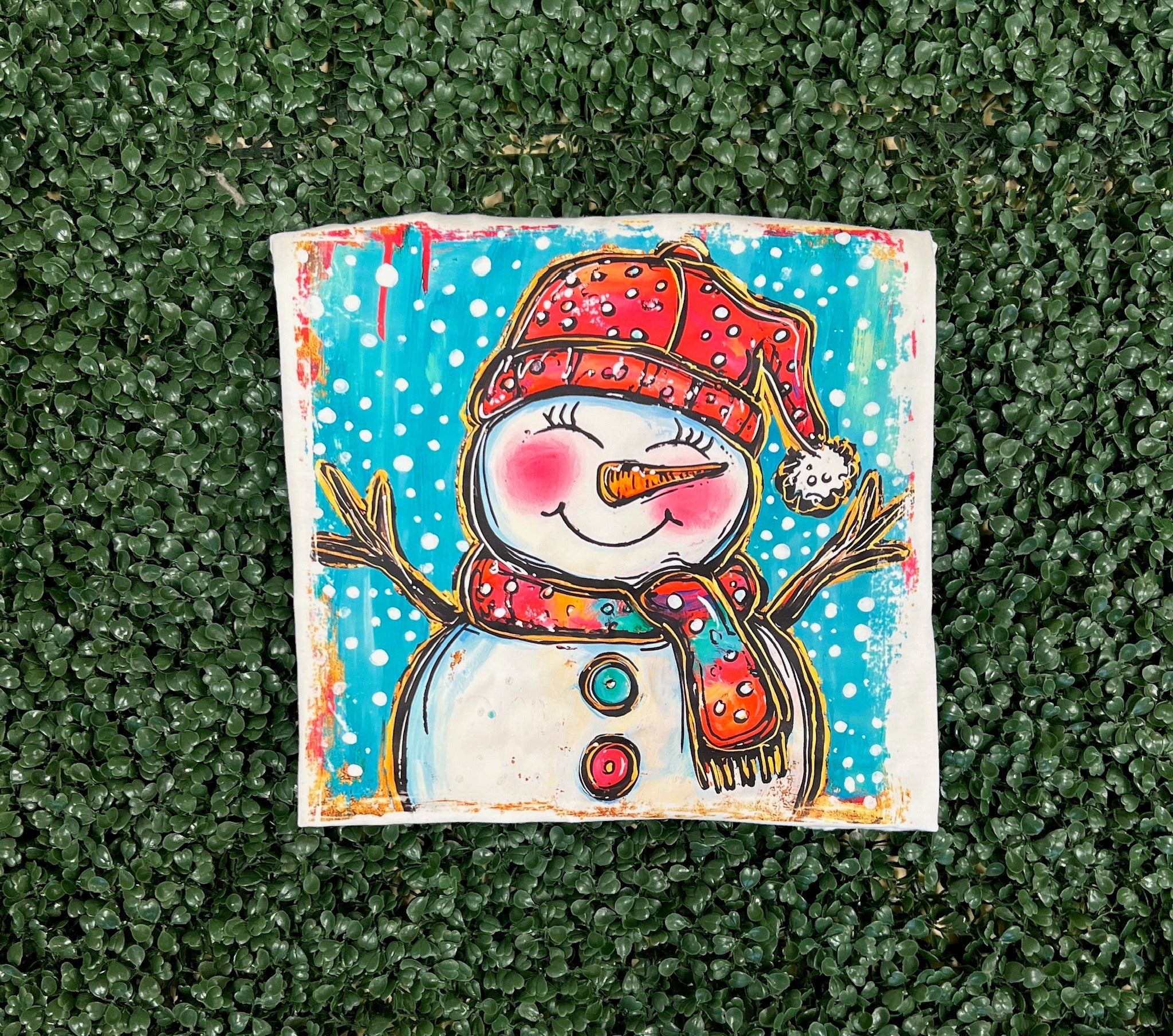 Whimsical Snowman on Gildan Softstyle White