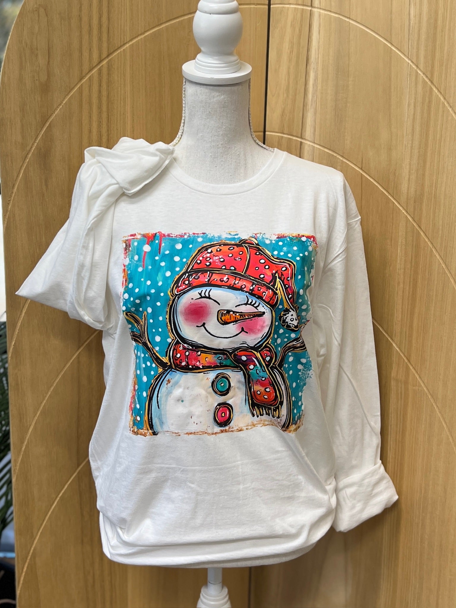 Whimsical Snowman on Gildan Softstyle White