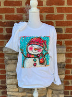 Load image into Gallery viewer, Whimsical Snowman on Gildan Softstyle White
