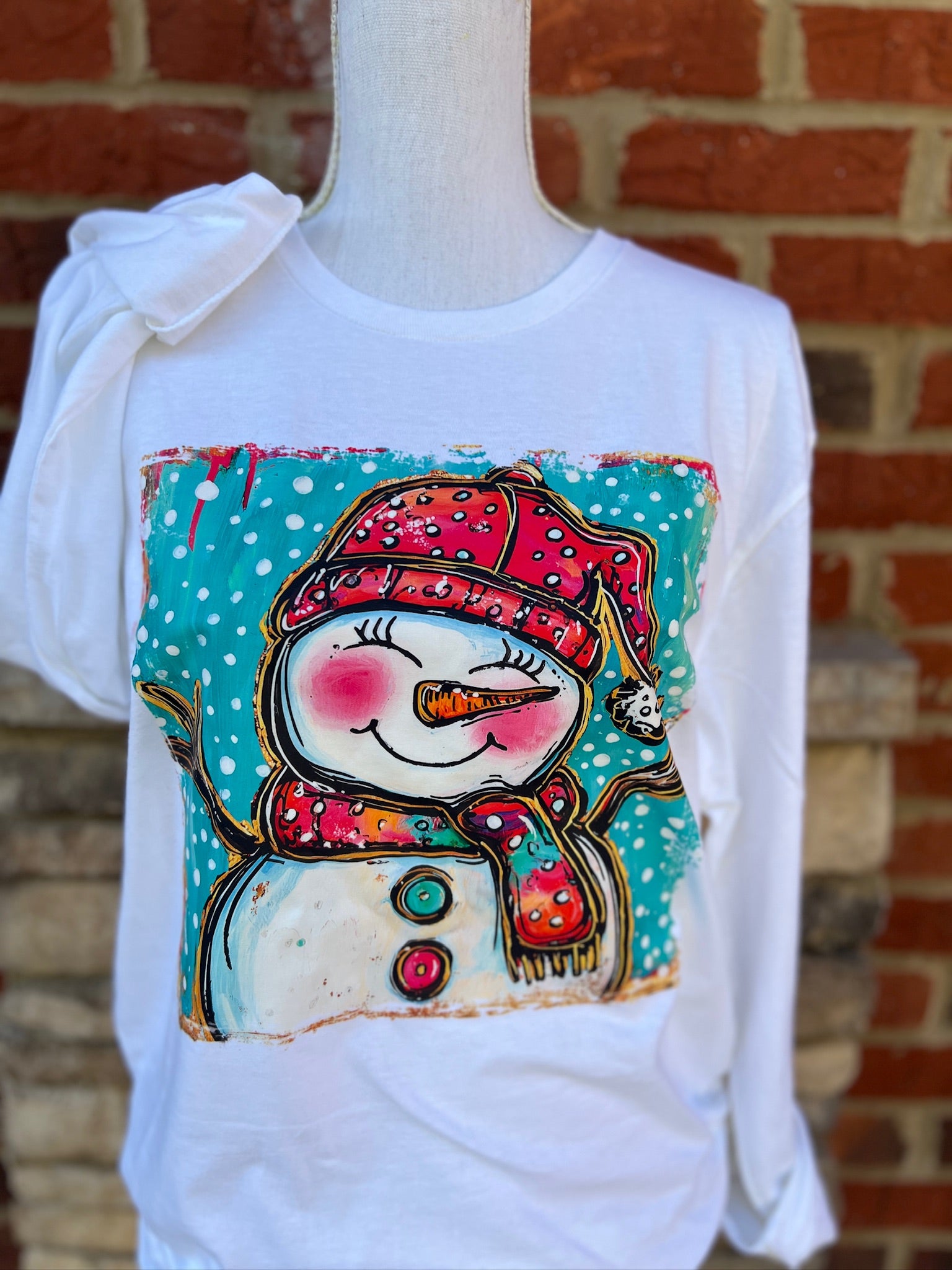 Whimsical Snowman on Gildan Softstyle White