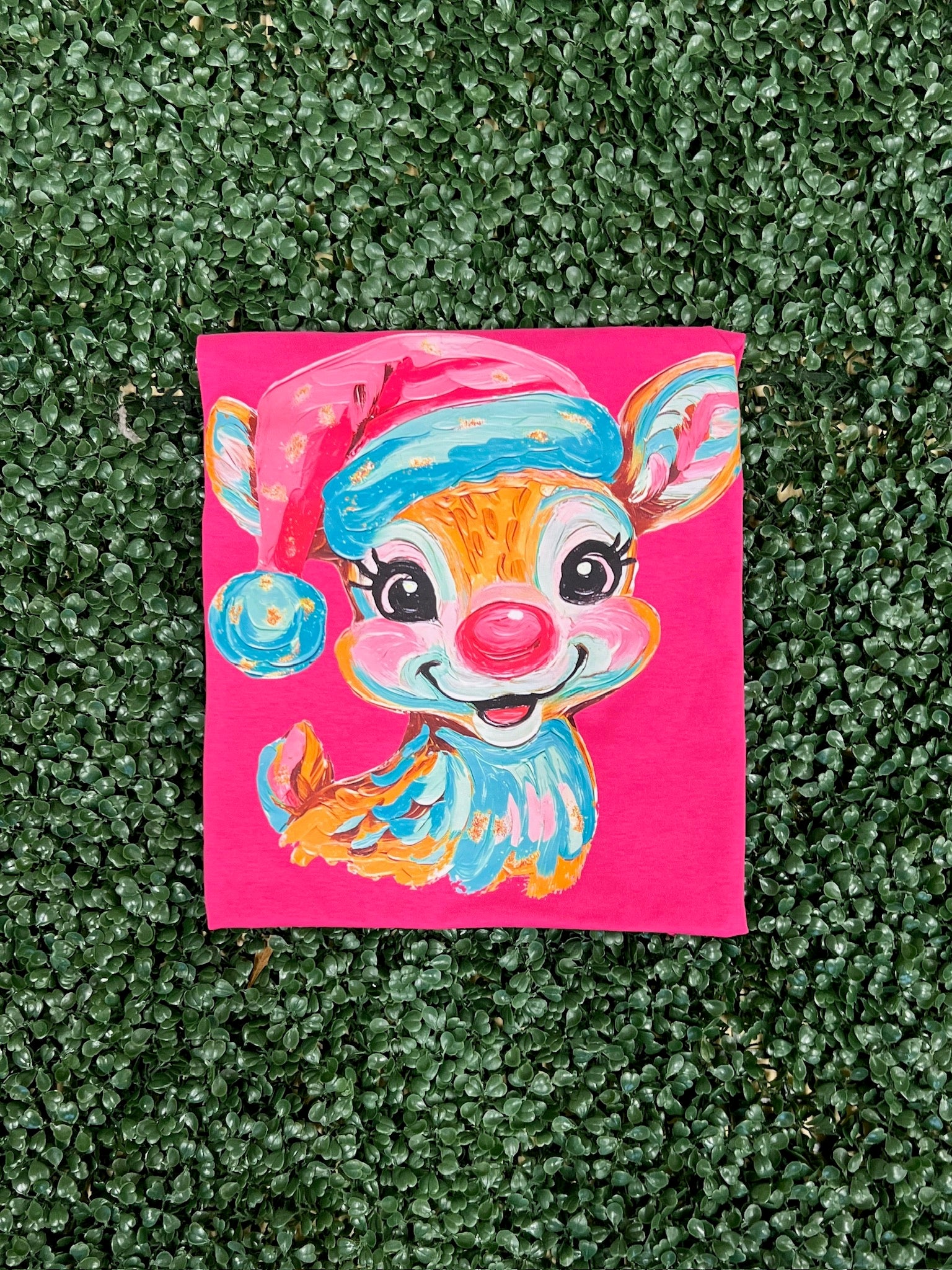 Bright Reindeer on Gildan Softstyle Heliconia