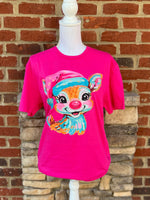 Load image into Gallery viewer, Bright Reindeer on Gildan Softstyle Heliconia
