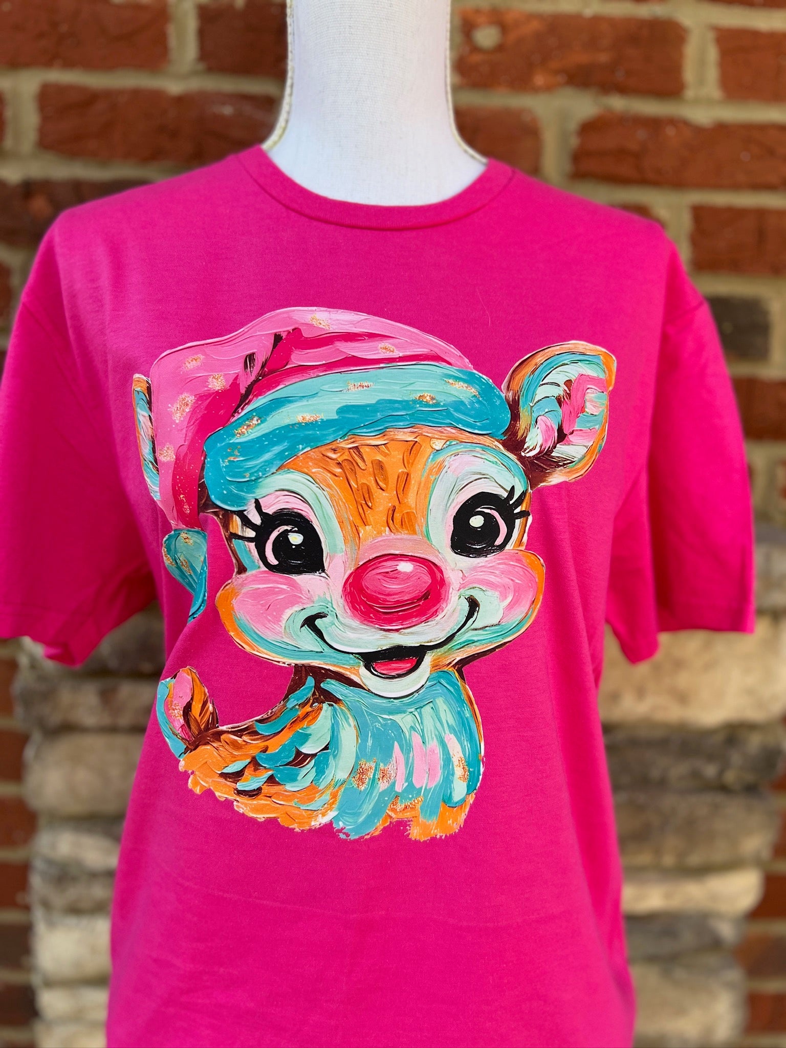 Bright Reindeer on Gildan Softstyle Heliconia