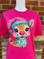 Load image into Gallery viewer, Bright Reindeer on Gildan Softstyle Heliconia
