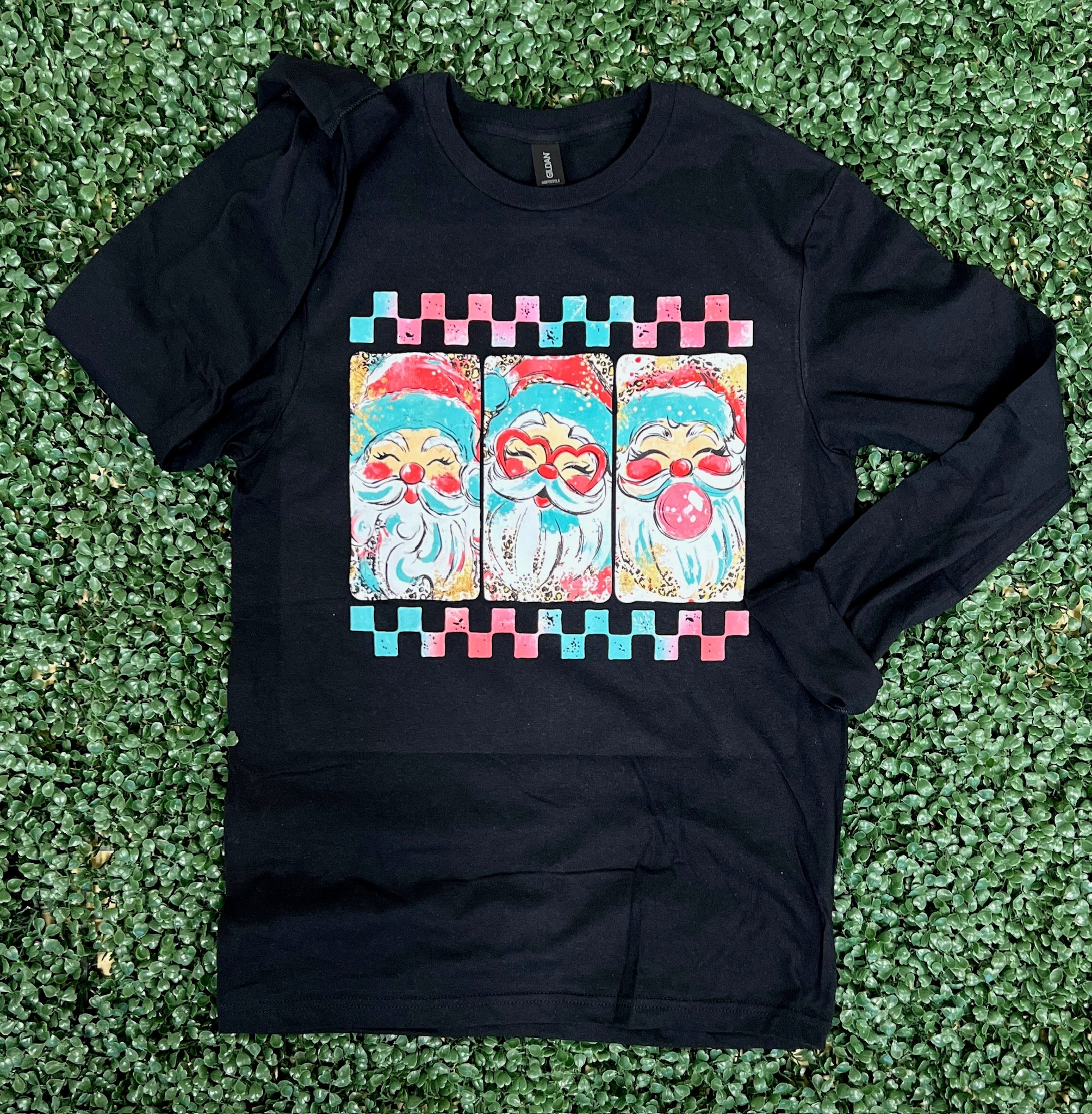 Retro Santa on Gildan Softstyle Black