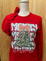 Load image into Gallery viewer, Merry Christmas Tree on Gildan Softstyle Red
