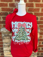 Load image into Gallery viewer, Merry Christmas Tree on Gildan Softstyle Red
