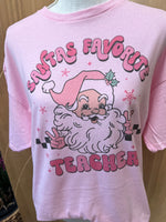 Load image into Gallery viewer, Santa&#39;s Favorite Teacher on Pink
