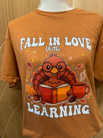 Load image into Gallery viewer, Fall in Love with Learning on Tultex Heather Rust
