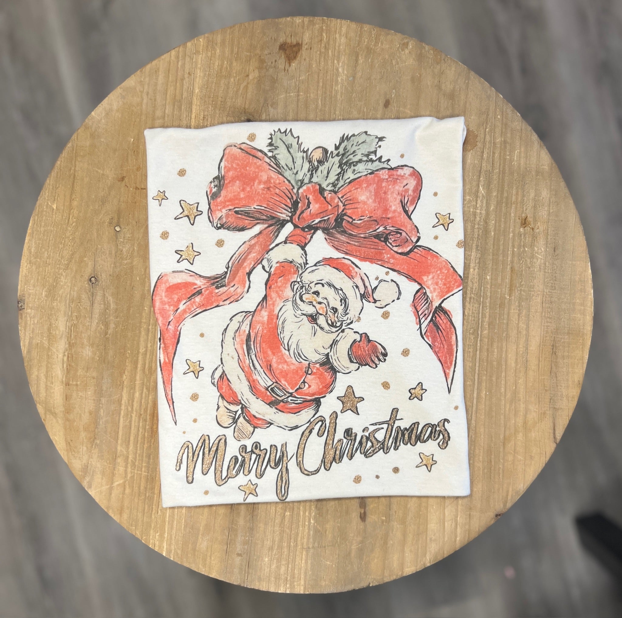 Merry Christmas Vintage Santa on Cream