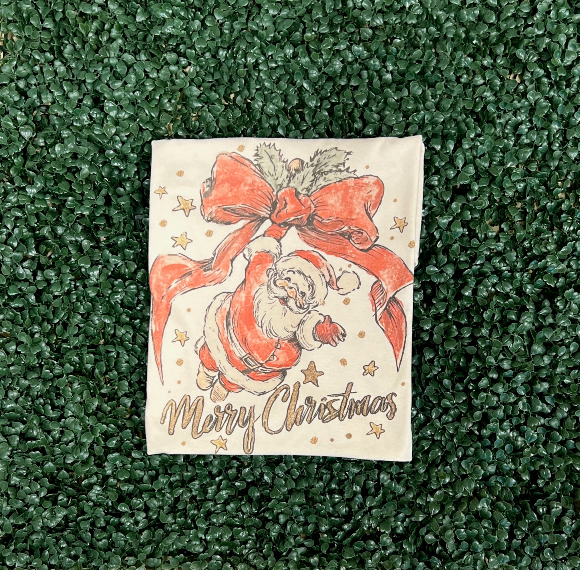 Merry Christmas Vintage Santa on Cream