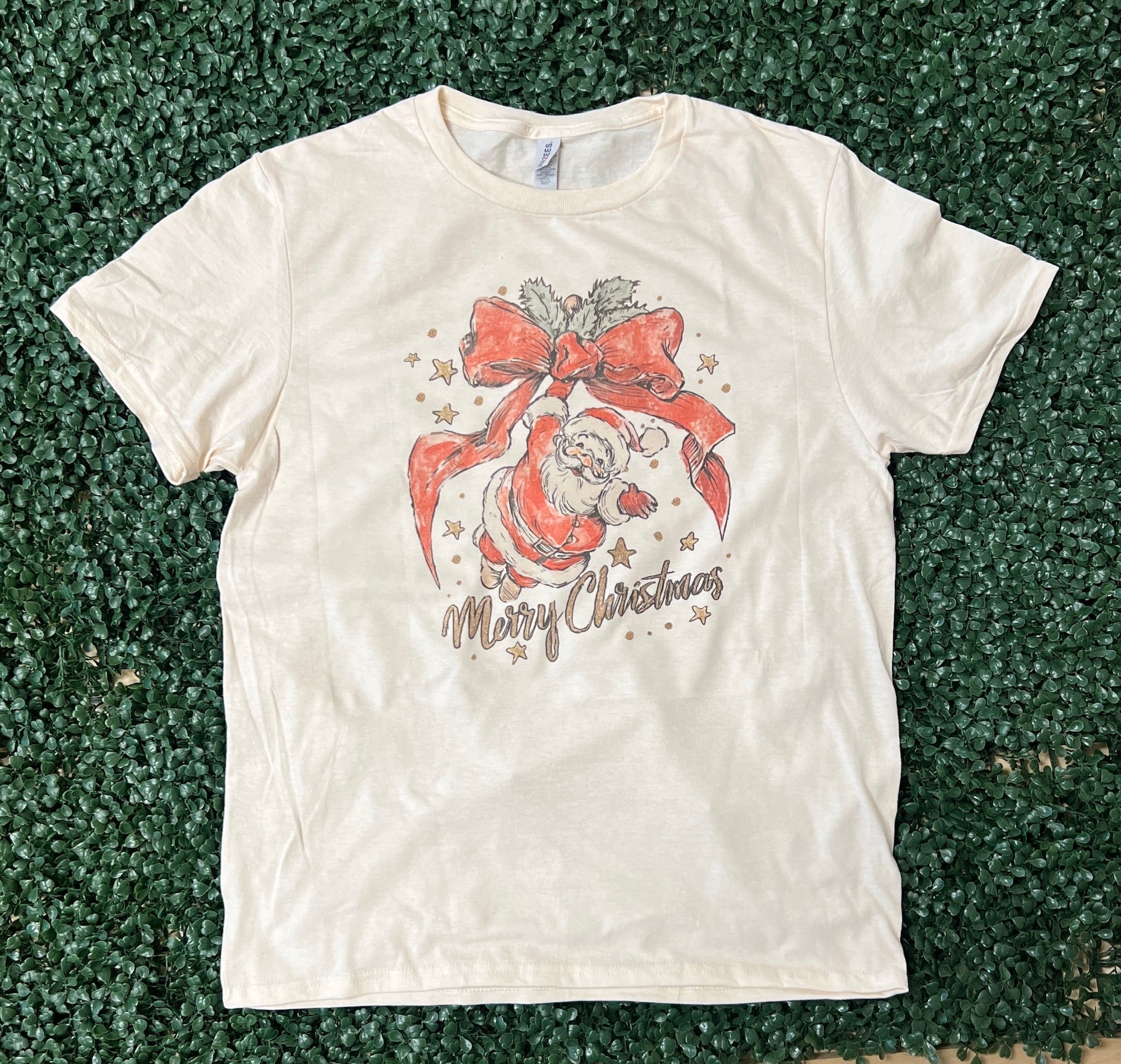 Merry Christmas Vintage Santa on Cream