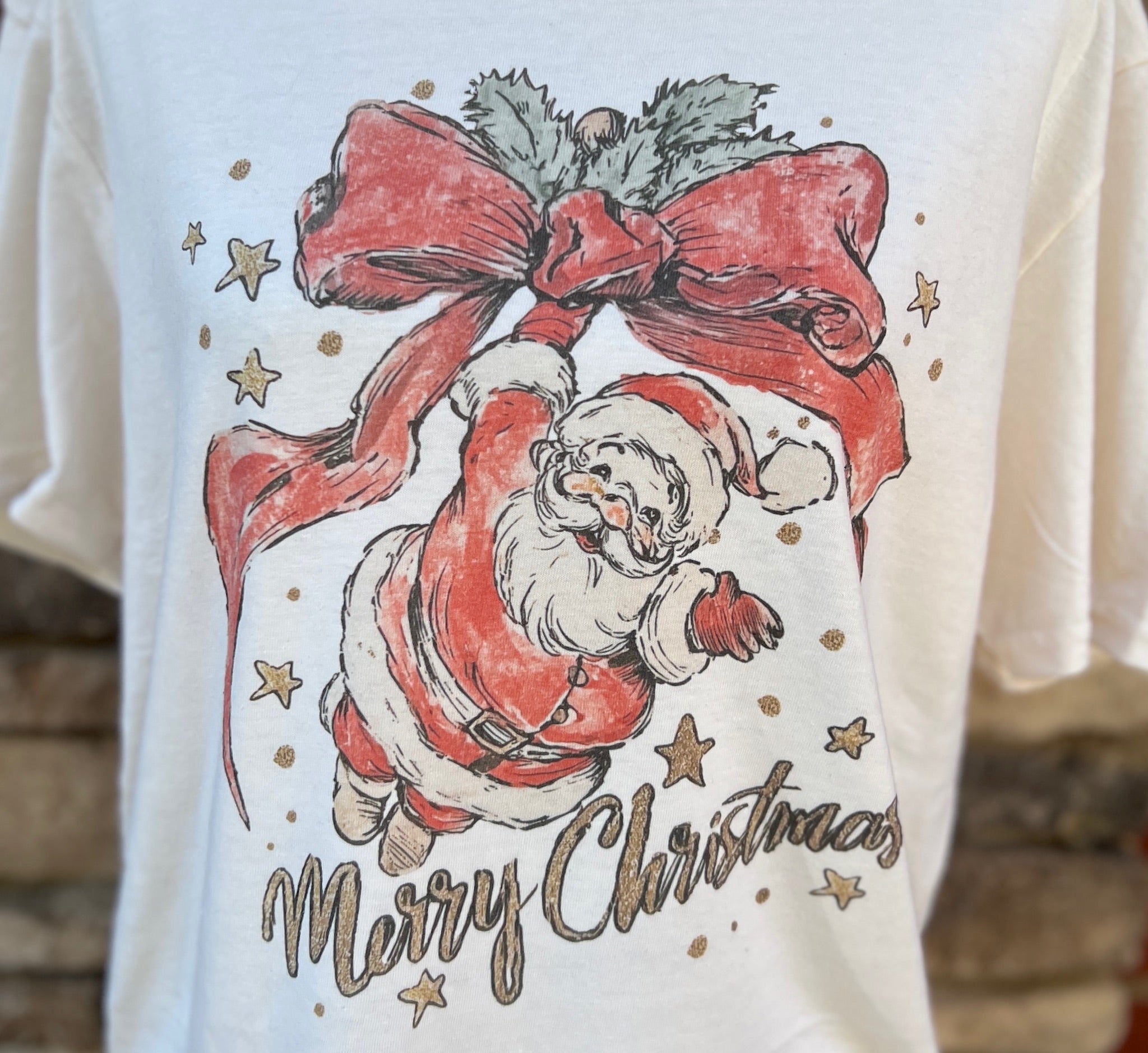 Merry Christmas Vintage Santa on Cream