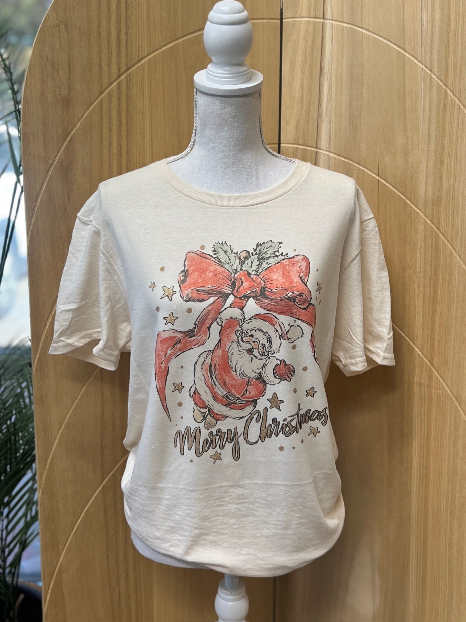 Merry Christmas Vintage Santa on Cream