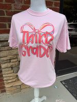 Load image into Gallery viewer, Preppy Bow Grade Level Tees on Comfort Colors (Shown on Blossom)
