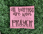 Load image into Gallery viewer, All Battles Are Won With Prayer on Tultex Heather Cassis
