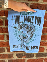 Load image into Gallery viewer, Follow Me I WIll Make You Fishers of Men on Heather Athletic Blue
