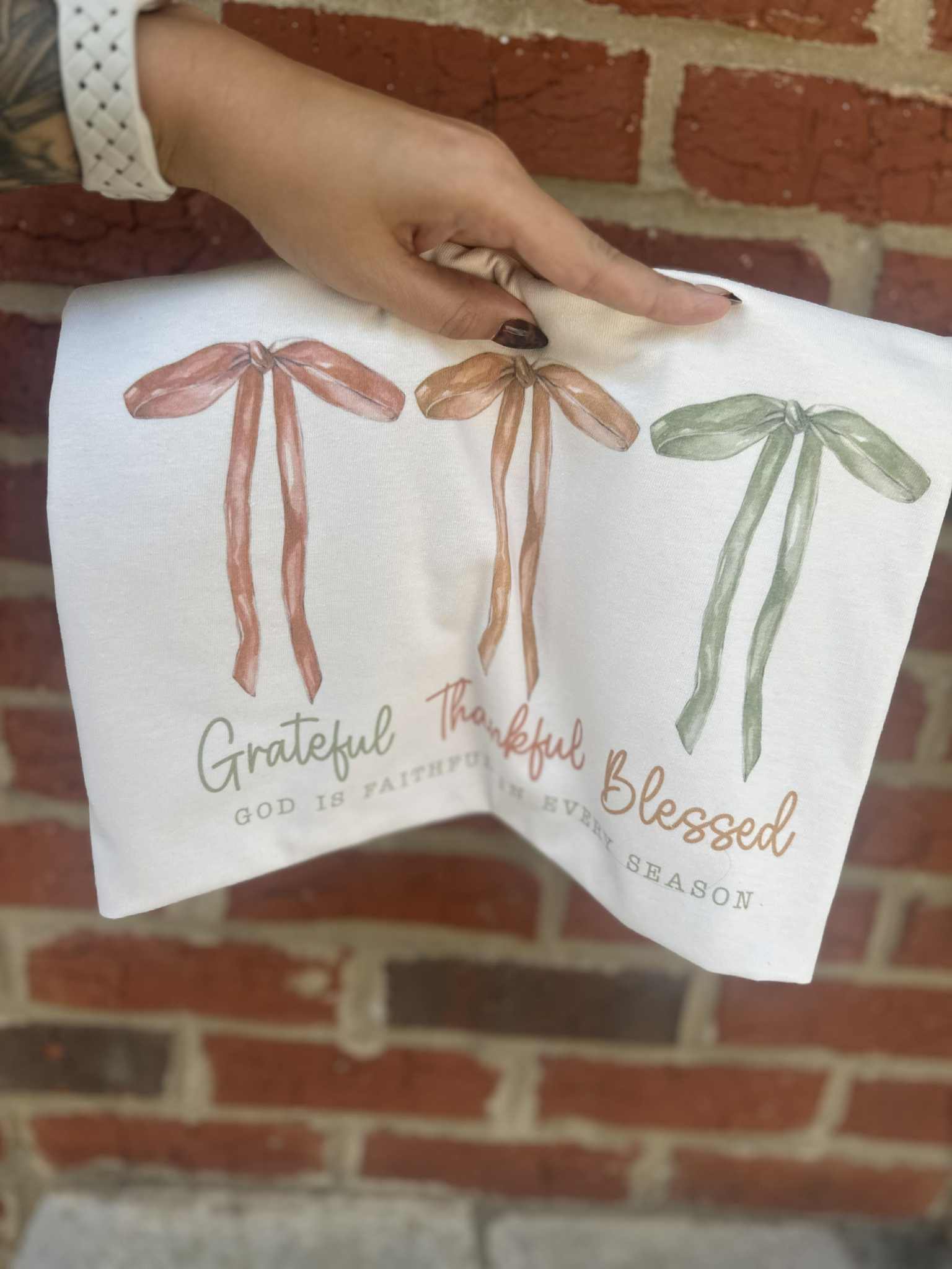 Grateful Thankful Blessed on Cream