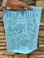 Load image into Gallery viewer, When You Pass Through Deep Waters I Will Be With You on Purist Blue
