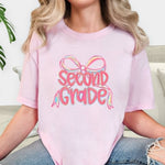 Load image into Gallery viewer, Preppy Bow Grade Level Tees on Comfort Colors (Shown on Blossom)
