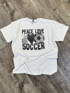 Peace Love Soccer Faux Glitter