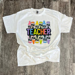 Load image into Gallery viewer, Teacher Colorful Crayons on White or Ash Gray
