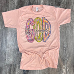 Load image into Gallery viewer, God is Good Messy Paint on Tultex Heather Peach
